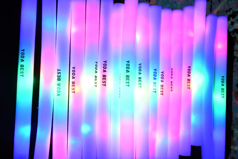Neon party decorations and glow sticks